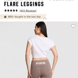PINK Victoria's Secret Heather Taupe Flare Leggings Pink logo